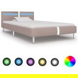 Maison Chic Posteljni okvir - Enojna postelja - Postelja za odrasle LED kapučino umetno usnje 90x200 cm, (21693382) | Shoptok.si