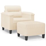vidaXL Fotelja s tabureom bež 60 cm od mikrovlakana | shoptok.hr