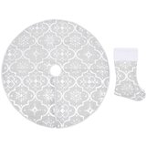  Luksuzna podloga za božićno drvce s čarapom bijela 122 cm | shoptok.hr