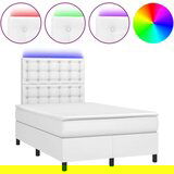  Krevet box spring s madracem LED bijeli 120x200 cm umjetna koža | shoptok.hr