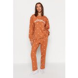 Trendyol Orange Polka Dot Cotton T-shirt-Pants and Knitted Pajamas Set | Shoptok.si