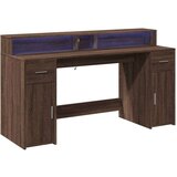 vidaXL Radni stol s LED svjetlima smeđa boja hrasta 160x55x91cm drveni | shoptok.hr