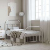 vidaXL Kovinski posteljni okvir z vzglavjem in vznožjem bel 90x190 cm | Shoptok.si