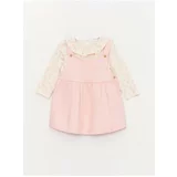LC Waikiki Crew Neck Long Sleeve Baby Girl Blouse and Overalls Dress 2-Set