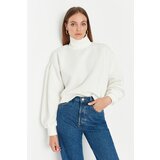 Trendyol Ecru Turtleneck Balloon Sleeve Raised Crop Knitted Sweatshirt | shoptok.hr