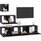  Set TV komoda 3 kom. Crni hrast Konstruirano drvo Crna 80 x 30 x 30 cm | Shoptok.si