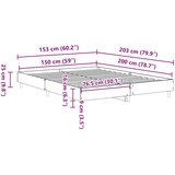  Krevetna konstrukcija Crni hrast 203 x 153 x 25 cm | shoptok.hr