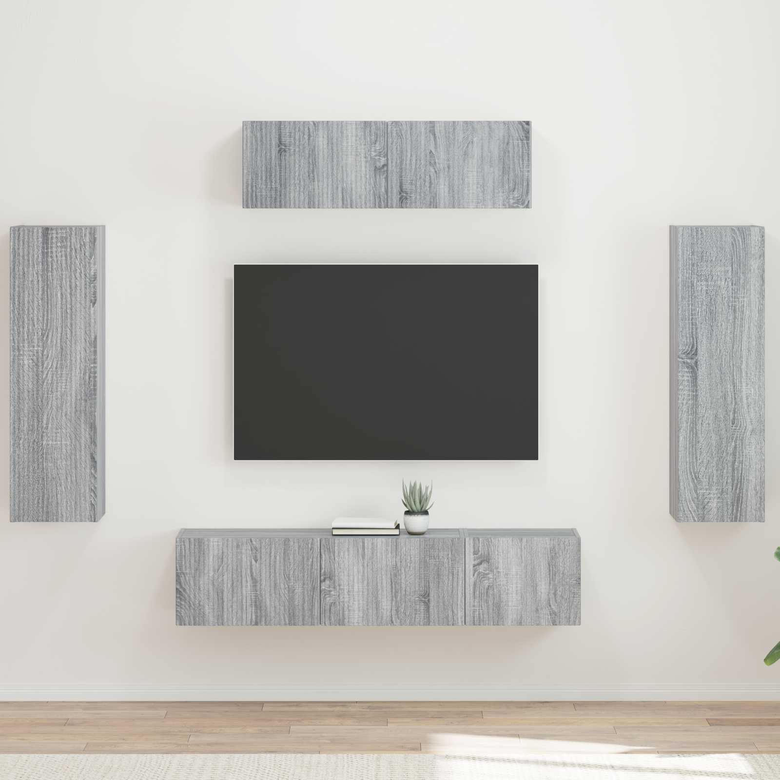 vidaXL TV omarica 5 pcs Siva Sonoma - - Siva - 65.4 - 31 x 29,5 x 100 cm - 2025--Uvoz_2 Cene