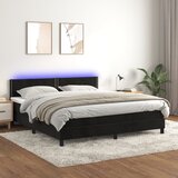 vidaXL Krevet box spring s madracem LED crni 180x200 cm baršun Cijene