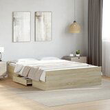 Maison Chic Posteljni okvir - Dvoposteljna postelja - Zakonska postelja s predali sonoma hrast 120x190cm inženirski les, (21694266) | Shoptok.si