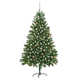 vidaXL Umetna novoletna jelka z LED lučkami in bučkami 210 cm zelena | Shoptok.si