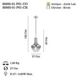 Opviq Luster Grava-P01-CR, O27, 27cm, IP20 srebrne boje | Eponuda.ba