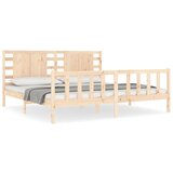 The Living Store Posteljni okvir z vzglavjem 200x200 cm trden les - Posteljni Okvir, (21527721) | Shoptok.si
