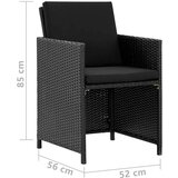  9-dijelni vrtni blagovaonski set od poliratana s jastucima crni | shoptok.hr