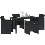 vidaXL 5 kom set za objedovanje u vrtu s jastučićima crni poli ratan, vrtni stol crni 140x80x73 cm staklo otporno na udarce | shoptok.hr