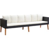 Maison Chic Vrtni kavč - Zunanji kavč trosed z blazinami poli ratan črn, (22041919) | Shoptok.si