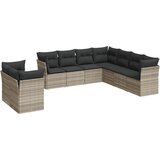 Maison Chic Seti vrtnega pohištva - Vrtna garnitura - Vrtni pohištvo set 9-delna z blazinami sv. siv poli ratan, (21797820) | Shoptok.si