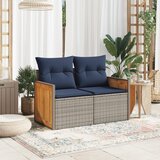  Vrtna sofa s jastucima za 2 osobe, siva, poliratan | shoptok.hr