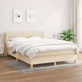  Box spring postelja z vzmetnico krem 140x200 cm blago, (20893304) | Shoptok.si