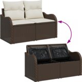 vidaXL 6-delni set vrtnega kavča z blazinami rjav poli ratan | Shoptok.si