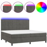 vidaXL Box spring postelja z vzmetnico LED temno siva 200x200 cm žamet, (20930480) Cene