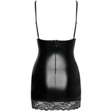 Noir Handmade F282 Short Powerwetlook Dress with Lace Panels and Chest L | Shoptok.si