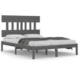 Maison Chic Posteljni okvir - Dvoposteljna postelja - Zakonska postelja siv iz trdnega lesa 200x200 cm-J5452, (21773440) | Shoptok.si