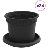 vidaXL Lončki za rastline 24 pcs Črna Ø 12,5 x 10 cm Plastika, (5000162856) | Shoptok.si