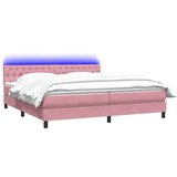  s oprugama i madracem LED ružičasti 180x210 cm baršunasti | shoptok.hr