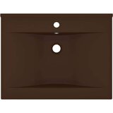  Razkošen umivalnik z luknjo mat temno rjav 60x46 cm keramičen, (21409260) | Shoptok.si
