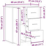 vidaXL Ormarić / Komoda Crni hrast 60 x 31 x 70 cm Konstruirano drvo | shoptok.hr