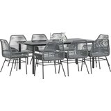  Vrtna garnitura - 8-dijelni vrtni blagovaonski set s jastucima poliratan i staklo Siva 200 x 100 x 74 cm 8 | shoptok.hr