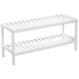Songmics Dvostopenjsko stojalo za čevlje iz naravnega bambusa, police za čevlje, knjige, rastline, za dnevno sobo, spalnico, kopalnico, 70 x 26 x 33 cm, bela lbs02wt, (21248195) Cene