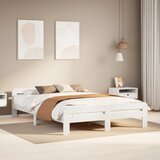 Maison Chic Posteljni okvir - Dvoposteljna postelja - Zakonska postelja brez vzmetnice bel 150x200 cm trdna borovina-J11532, (21772548) | Shoptok.si