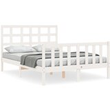  The Living Store Posteljni okvir z vzglavjem bel trden les - Posteljni Okvir, (21453971) | Shoptok.si