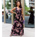 Gemre Black Patterned Maxi Dress Bagnaturo Cene