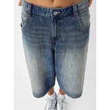 Bershka Kavbojke moder denim / češnjevo rdeča / bela | Shoptok.si