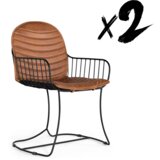 GINER Y COLOMER Komplet dveh stolov, oblazinjenih v naravnem rjavem usnju, (22147268) | Shoptok.si