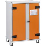 Cemo Varnostna omara za polnjenje akumulatorjev BASIC, z nogami, višina 1110 mm, 230 V, oranžne/sive barve | Shoptok.si