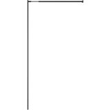 Pregrada za tuš s policom crna 80 x 195 cm s mutnim staklom ESG | shoptok.hr