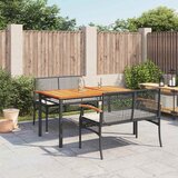  3-dijelni vrtni blagovaonski set s jastucima od poliratana crni Crna 80 cm table length | shoptok.hr
