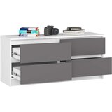 AKORD Komoda, 4 Predali, Bela/Siva, (5000332212) | Shoptok.si