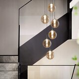 Nettlife viseča svetilka steklo premer 31cm G9 jantar jedilna miza nastavljiva po višini 6 luči v kuhinji dnevna soba spalnica, (22123041) | Shoptok.si