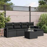  6-dijelni set vrtnih sofa s jastucima crni od poliratana | shoptok.hr