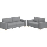  Dvodijelni set sofa s jastucima, svijetlo siva tkanina | shoptok.hr
