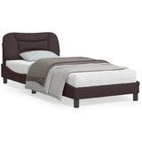 vidaXL Posteljni okvir z LED lučkami temno rjav 90x200 cm tkanina Cene