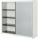 mauser Omara z drsnimi vrati, akustični učinek, jeklena plošča, VxŠxG 1516 x 1600 x 432 mm, 2 x 3 police, čista bela / aluminijasto siva / čista bela | Shoptok.si