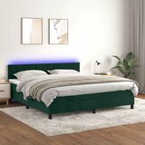  box spring s madracem LED tamnozeleni 180x200 cm baršun | shoptok.hr