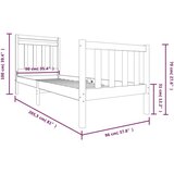  Posteljni okvir bel iz trdnega lesa 90x200 cm, (20645830) | Shoptok.si