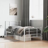 Maison Chic Kovinski Posteljni okvir - Enojna postelja - Postelja za odrasle z vzglavjem in vznožjem bel 90x190 cm, (21697187) | Shoptok.si